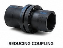 Wetpipe HDPE reducing coupling for connecting different PE100 pipe diameters